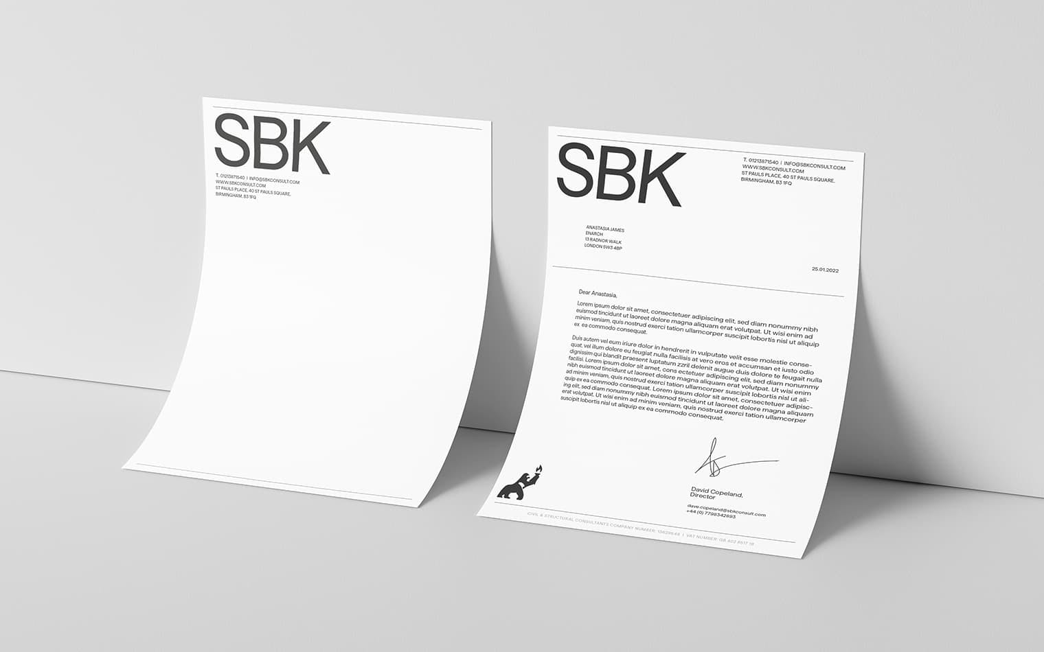 SBK | Letterhead Design | Steve Edge Design