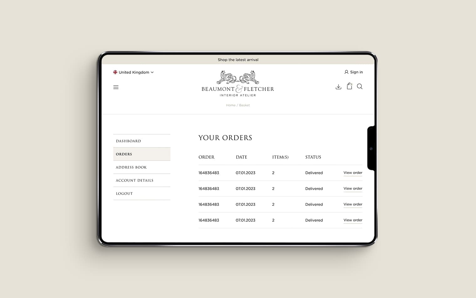 Beaumont and Fletcher | Ecommerce Design | Steve Edge Design
